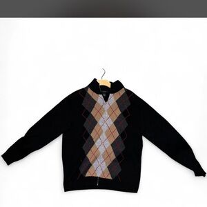 CEZANI Men's Black Argyle Sweater